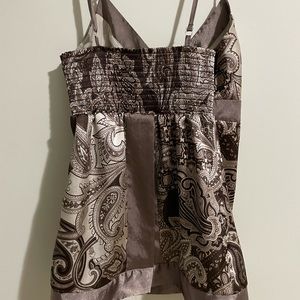 Brown Paisley Patterned Y2K Tank Top